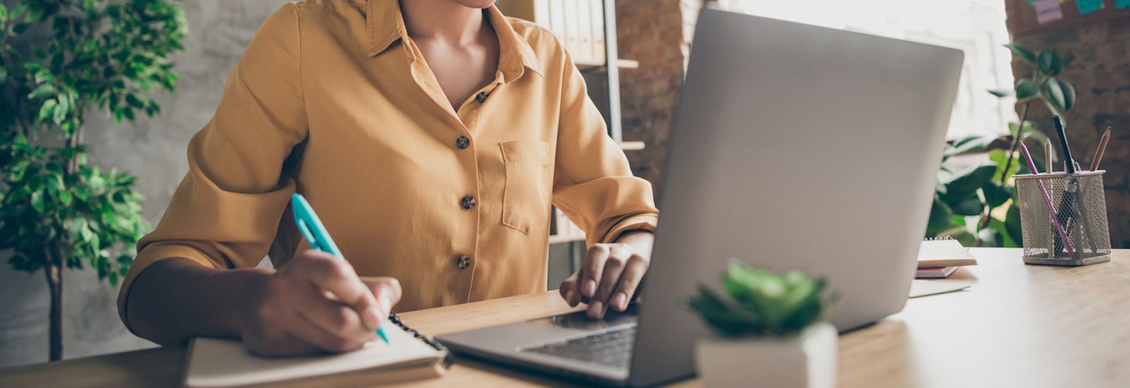 Person working at home on a laptop.